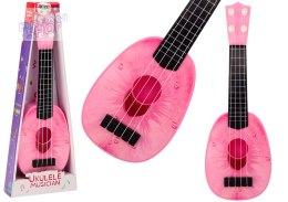 Ukulele Dla Dzieci Mini Gitara 4 Struny Motyw Brzoskwini Gitarka Różowa 15″