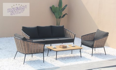 Duży Zestaw Mebli Ogrodowych Aluminiowe Sofa + Dwa Fotele + Stolik