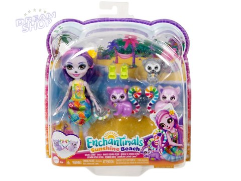 Lalka Enchantimals Sunshine Beach Lorinda Lemur Rodzinka Lemurów ZA5440