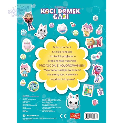 Książecz-kot-ka z dużymi naklejkami kolorowanka Koci domek Gabi Trefl 97641