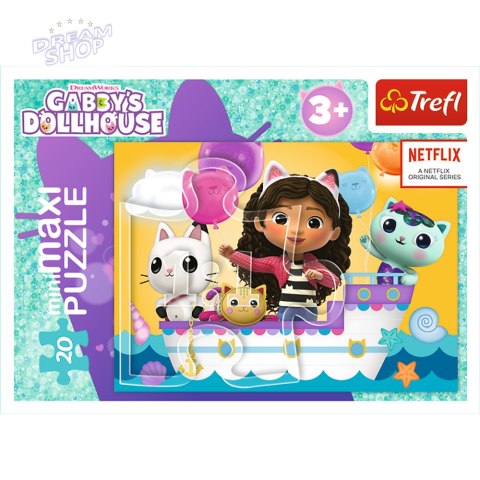 Puzzle 20 MiniMaxi Koci Domek Gabi na łodzi 20 elementów 3+ Trefl 21159