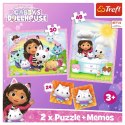 Puzzle 2w1+ Memos Koci Domek Gabi 3+ Gabi z Kocim Przyjacielem Trefl 93382