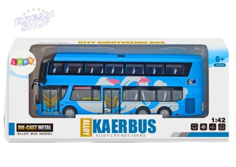 Autobus Piętrowy Wycieczkowy 1:42 Metalowy Światła Niebieski