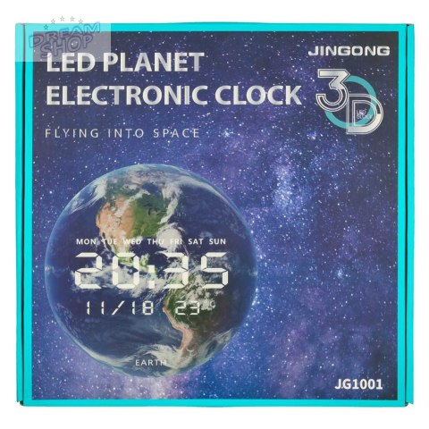 Zegar ścienny planeta mars z wyświetlaczem LED 32 cm pomarańczowy Zegar ścienny planeta mars z wyświetlaczem LED 32 cm pomarańczowy