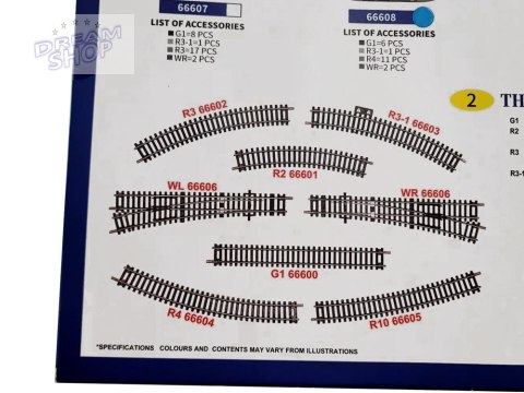 Metalowe tory do kolejki starter HO zakręty bocznica zwrotnica 3m RC0644
