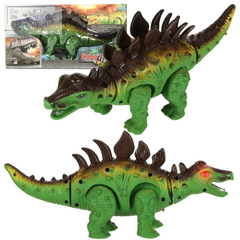 Dinozaur Stegozaur chodzi świeci ryczy