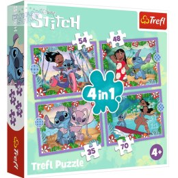 Puzzle 4w1 Lilo & Stitch Szalony dzień Trefl 34633