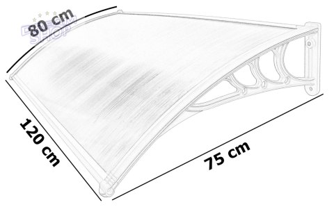 Daszek zadaszenie SAGO czarny nad drzwi 80x120 cm