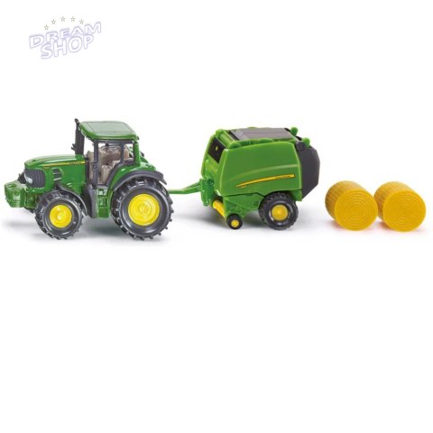 Siku Farmer Traktor z John Deere z prasą metal model S1665