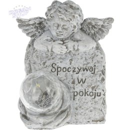 FIGURKA ANIOŁEK ZNICZ NAGROBNY LED SPOCZYWAJ W POKOJU