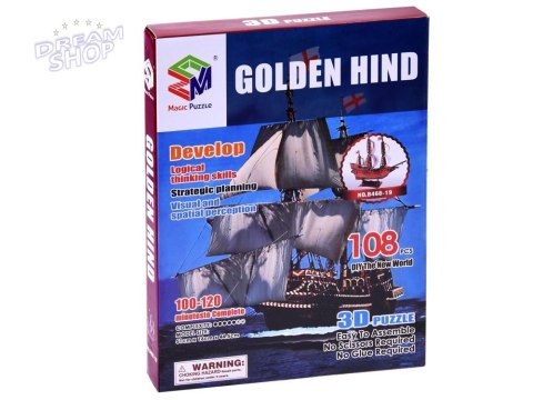 Puzzle 3D statek Golden Hind okręt 108 ele. puzzle przestrzenne ZA2600