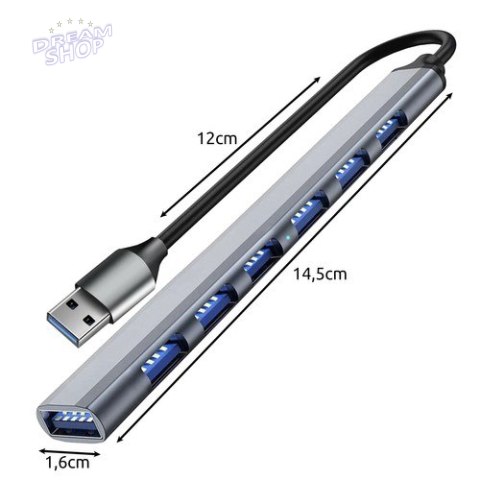 HUB USB- 1 port 3.2 + 6 portów 2.0 Izoxis 24374