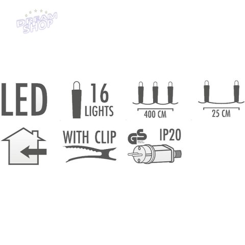 LAMPKI CHOINKOWE ŁAŃCUCH ŚWIETLNY ŚWIECZKI 16 LED CIEPŁY BIAŁY
