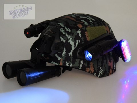 Zestaw dla żołnierza hełm lornetka laser lampka walkie talkie moro ZA5310