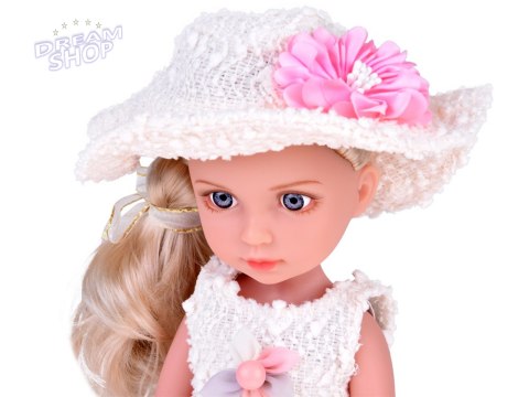 Elegancka Stylowa Lalka w Kapeluszu z Długimi Blond Włosami ZA5314