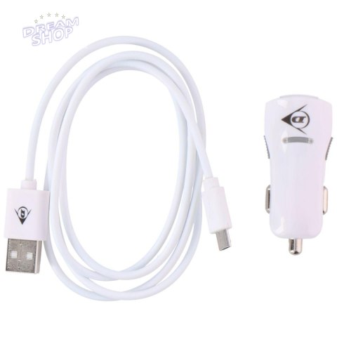 ŁADOWARKA SMOCHODOWA 2 USB i KABEL MICRO USB 2,1A DUNLOP