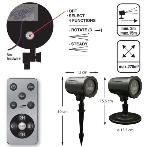 PROJEKTOR RZUTNIK LASEROWY 13 FUNKCJI Z PILOTEM