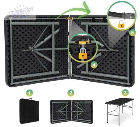 Stół cateringowy składany w walizkę JUNE czarny 120 cm