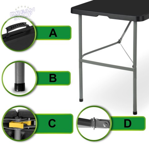 Stół cateringowy składany w walizkę JUNE czarny 120 cm