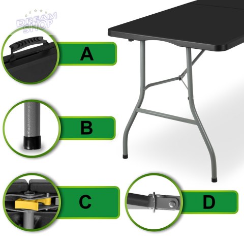 Stół cateringowy składany w walizkę RICO czarny 150 cm