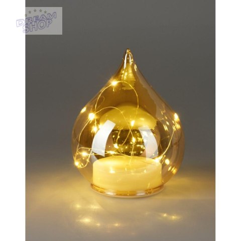 BOMBKA FORMÓWKA SZKLANA KROPLA LED 15CM GOLD