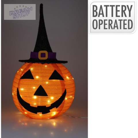 DYNIA DEKORACYJNA Z KAPELUSZEM 68CM HALLOWEEN 30LED