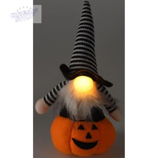 FIGURKA DEKORACYJNA NA DYNI 25CM LED HALLOWEEN POMARAŃCZOWA