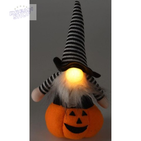 FIGURKA DEKORACYJNA NA DYNI 25CM LED HALLOWEEN POMARAŃCZOWA