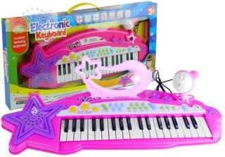 Keyboard Organki 37 Klawiszy MP3 Mikrofon Różowe