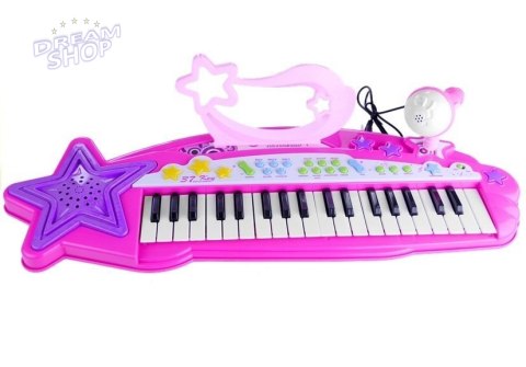 Keyboard Organki 37 Klawiszy MP3 Mikrofon Różowe