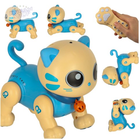 Kot kotek interaktywny zdalnie sterowany na pilota RC robot skacze niebieski Kot kotek interaktywny zdalnie sterowany na pilota RC robot skacze niebieski