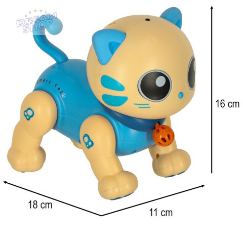 Kot kotek interaktywny zdalnie sterowany na pilota RC robot skacze niebieski Kot kotek interaktywny zdalnie sterowany na pilota RC robot skacze niebieski
