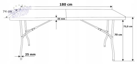 Zestaw cateringowy FETA WHITE stół 180 cm + 6 krzeseł BASICO