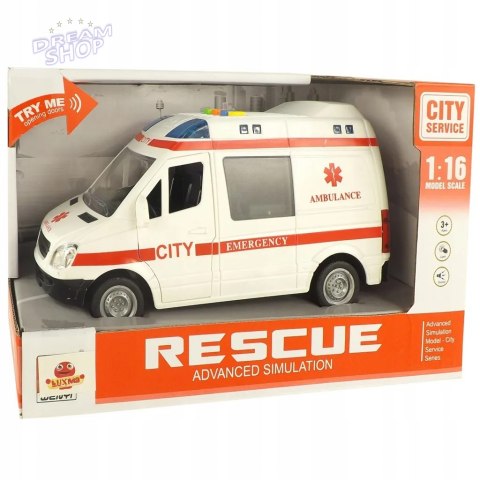 AUTO AMBULANS KARETKA OTWIERANE DRZWI 1:16 WY590A