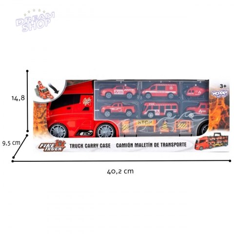 WOOPIE Zestaw Ciężarówka Transporter 3w1 Czerwony 11 el.