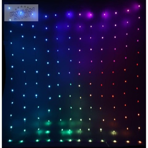 LAMPKI CHOINKOWE KURTYNA ŚWIETLNA ZEW/WEW 400 LED RGB 200X200CM Z PILOTEM MULTIKOLOR