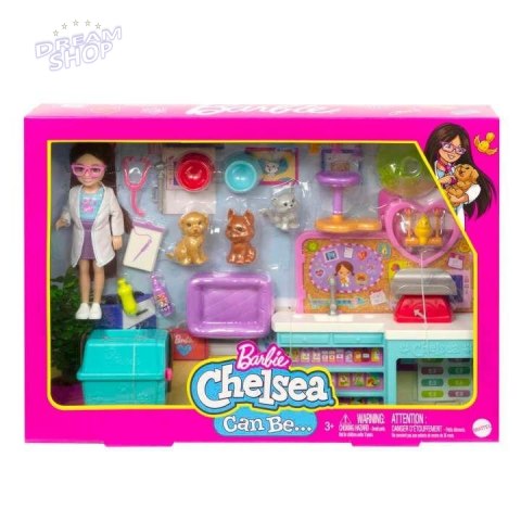 Barbie Chelsea Zestaw weterynarz + lalka