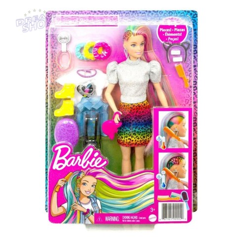 Barbie. Kolorowa fryzura panterka