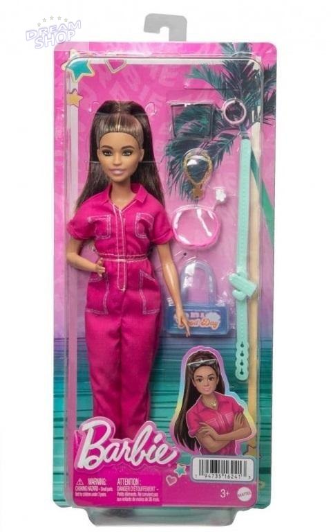 Barbie Lalka różowy kombinezon HPL76