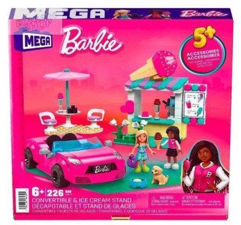 Barbie Mega Klocki Kabriolet i stoisko z lodami