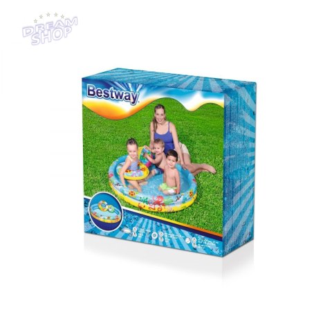 Dmuchany Basen 3w1 dla dzieci 122x20cm Tropikalny BESTWAY + Kółko do pływania + Piłka plażowa