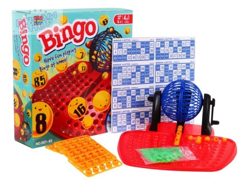 Gra Bingo dla dzieci 4+ Loteria liczbowa + Maszyna losująca z kołowrotkiem + Kule z numerami + Karty Żetony