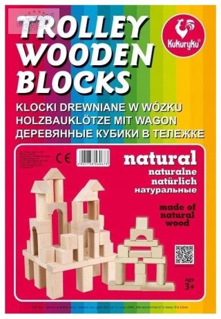 Klocki drewniane naturalne w wózku