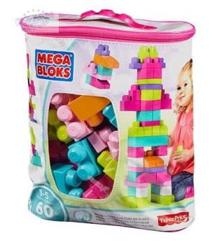 Mega Bloks Duża ECO torba z klockami różowa