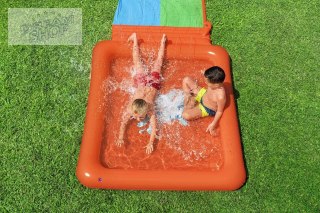 Podwójny Ślizg wodny Super Splash dla dzieci 3+ BESTWAY Tor 531cm + Brodzik 129 l + Natrysk