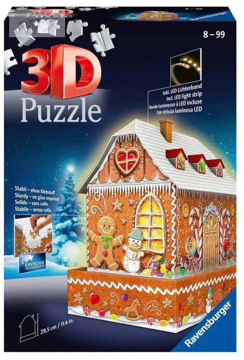 Puzzle 3D 216 Budynki nocą: Piernikowa Chatka Puzzle 3D 216 Budynki nocą: Piernikowa Chatka