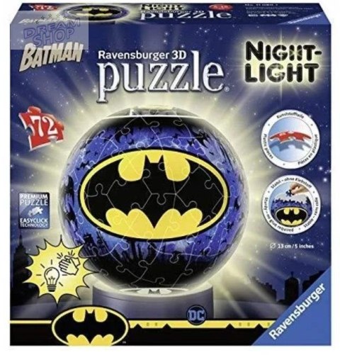 Puzzle 3D 72 Świecąca Kula: Batman