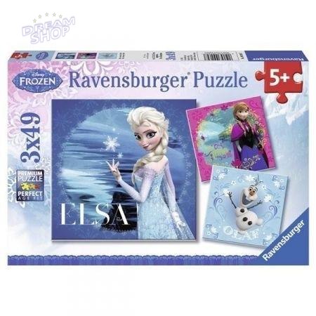 Puzzle 3x49 Frozen Elsa Anna i Olaf