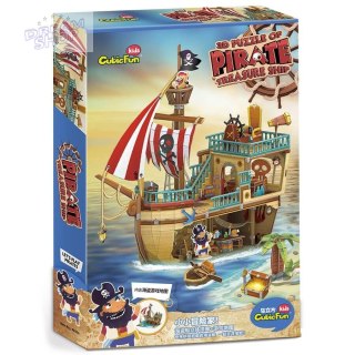 Puzzle 3D Statek piracki ze skarbem