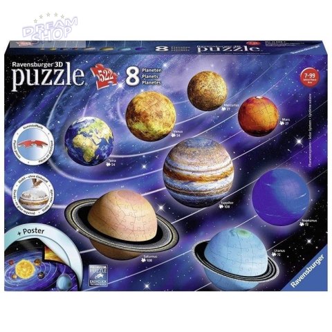 Puzzle 3D Układ Planet 522 elementy